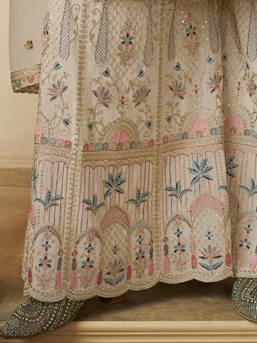 Image of Designer Palazzo Sharara Suit Set with Embroidered Dupatta, Traditional Indian Ethnic Dress, White and Black Variants