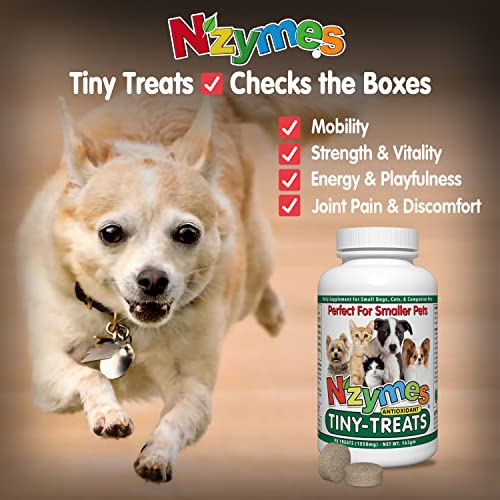 Nzymes® Antioxidant Tiny Treats - For Dogs Joints, Hips, Paralysis, Skin, Coat, Hair Loss, Aging, Digestion, Seizures - Dog Treats For Small Dogs - 90 Treats - Made In The Usa #TOP4
