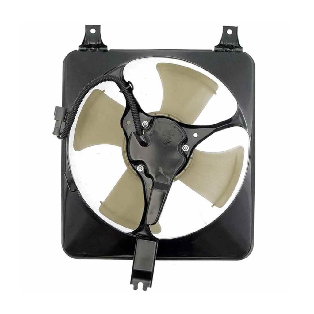KarParts360 for Acura CL 1997 Condenser Fan | Plastic Blade Material | Male Connector | Brushed Mount Type | Stamped Steel Shroud | 2 Terminal | Replacement for 38605-PC0-G01, 38615-P5M-000