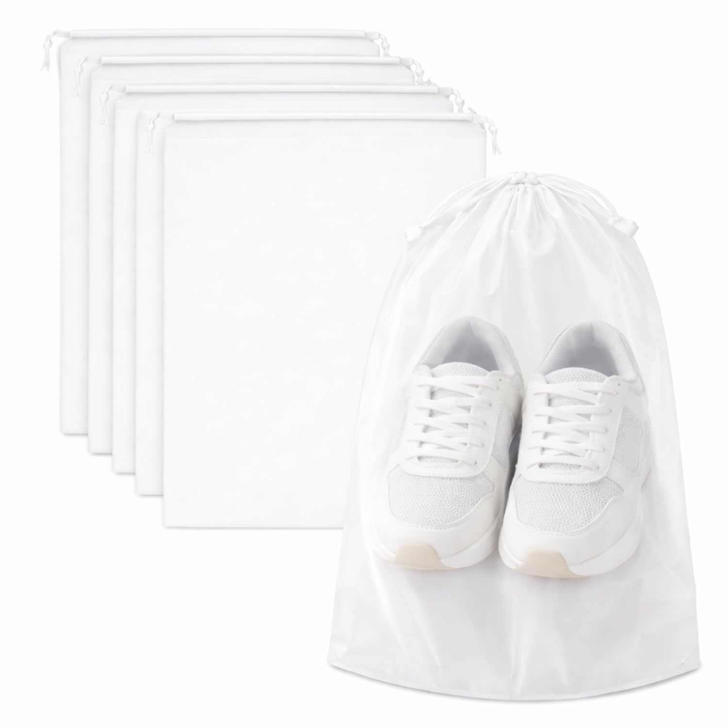 InfinitePack Large Transparent Shoe Bags for Travel, Portable Shoe Bags, Shoes Pouch Storage Organizer with Drawstring for Men & Women aClear Window