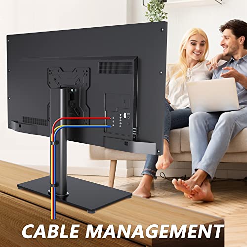 Image of XINLEI Universal TV Stand Base, Table Top TV Stand for 17-43 Inch LCD /LED TVs, Height Adjustable Monitor Mount Stand with Tempered Glass Base Holds up to 88lbs VESA 200x200mm, TS103