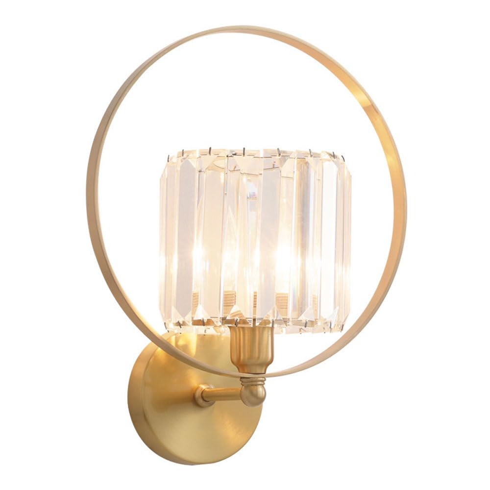 KXEcoLife Gold Crystal Wall Sconces, Modern Bedside Lamps, Living Room & Hallway Lighting Fixtures