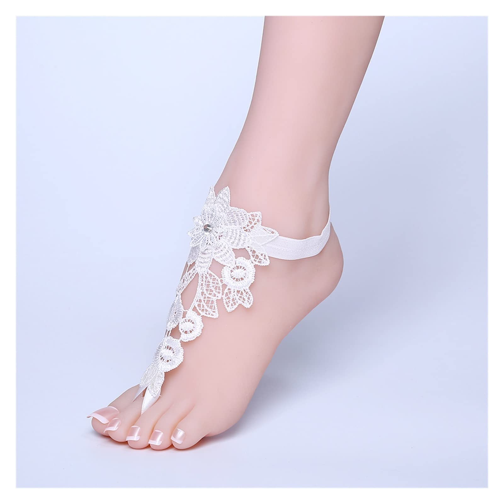 Pulseras de Tobillo Encaje Nupcial Tobillera descalza-Tobillera Calzado de Playa Simple-Suministros de Boda-Talla única (36-40 Yardas) Tobilleras de Mujer