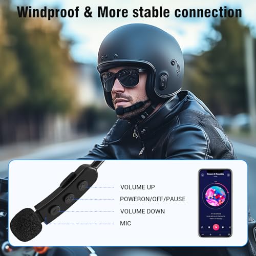 Image of EDYELL Motorcycle Bluetooth Headsets, Universal Wireless Motorcycle Helmet On Ear Headset V5.3, HD Calling and HiFi Music, IP67 Waterproof Helmet Bluetooth Headset (TW2S-02)