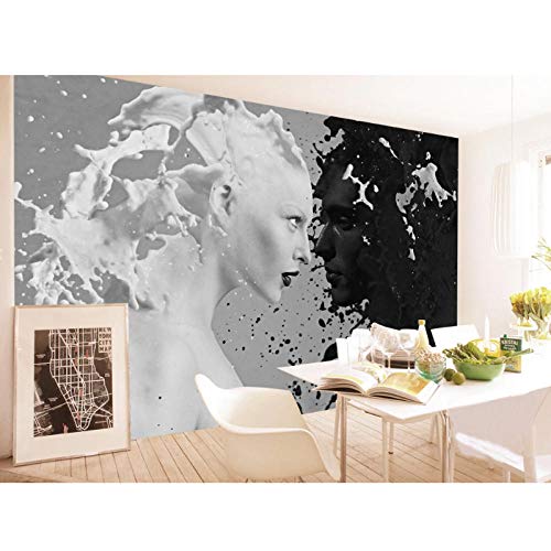 Papier peint 3D salon chambre grand format noir et blanc