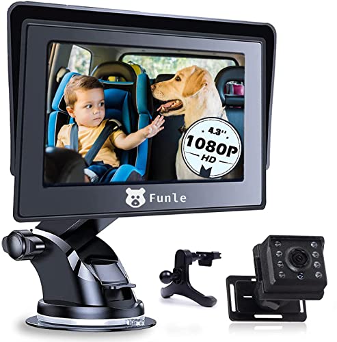 Image of Funle Baby Car Mirror Back Seat Baby Car Camera Monitor Safety Car Seat Mirrors for Baby Rear Facing 4.3'' HD 1080P