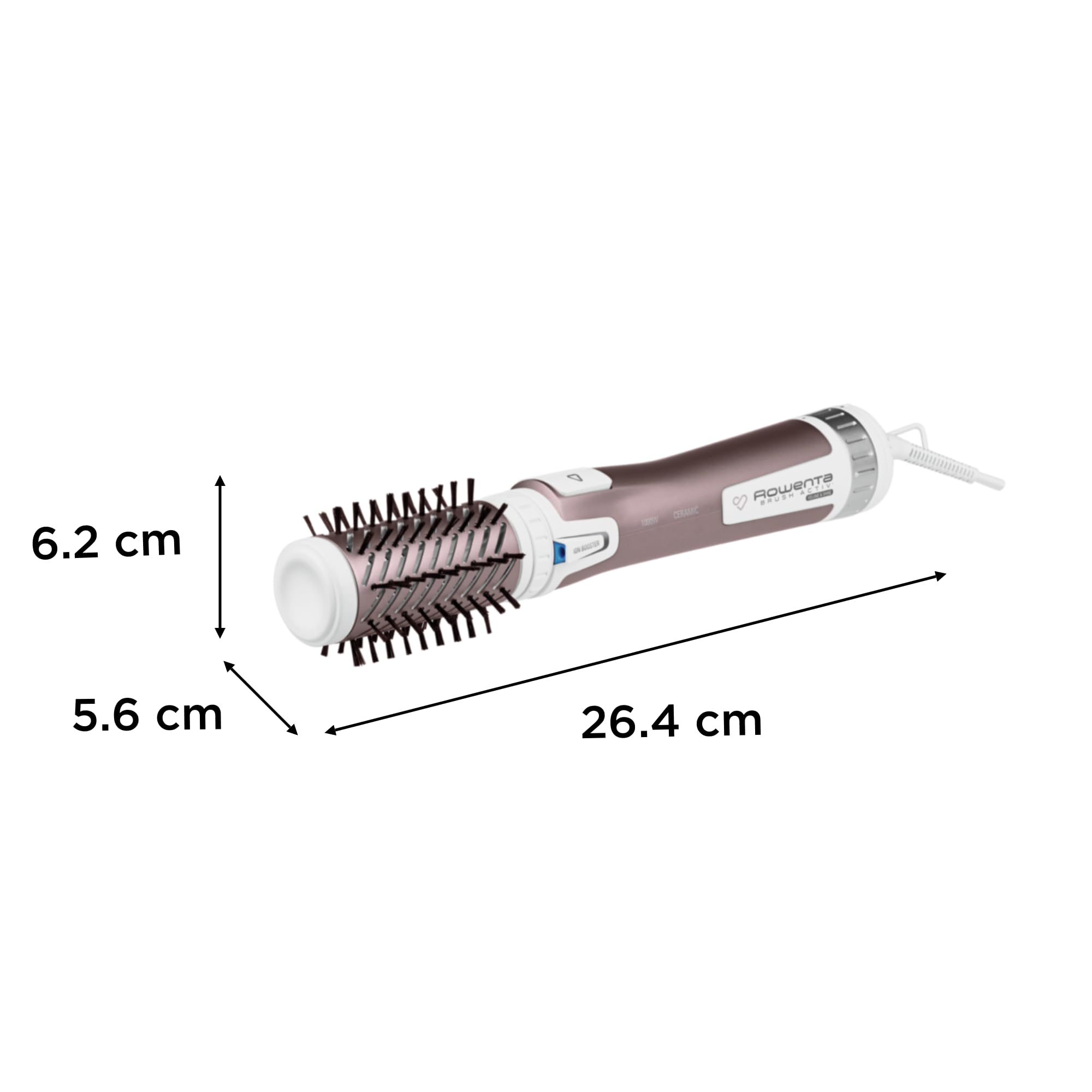 Rowenta CF9540 Brush Activ Premium Care Spazzola Rotante e Asciugante per Volume, 1000 W, per Capelli Corti e Lunghi, Styler con 2 Spazzole in Ceramica, Doppio Generatore di Ioni e Setole Naturali