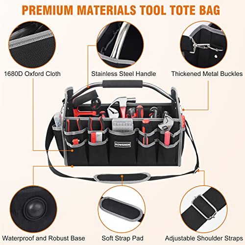 Kowsinde 16 Inch Tool Bag, Electrician Tool Bag, Open Top Tool Bags, 26 Pockets Can Hold Many Tools, Steel Handle And Removable Shoulder Strap #TOP2