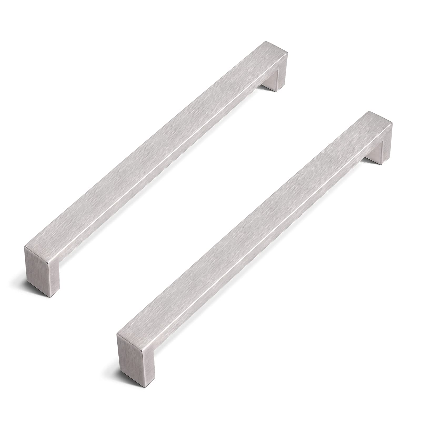 Knobonly Square Corner Kitchen Cupboard Pulls Modern Style Stainless Steel Brushed Nickel Handles 5 Pack J30-256mm-XSD-5pcs