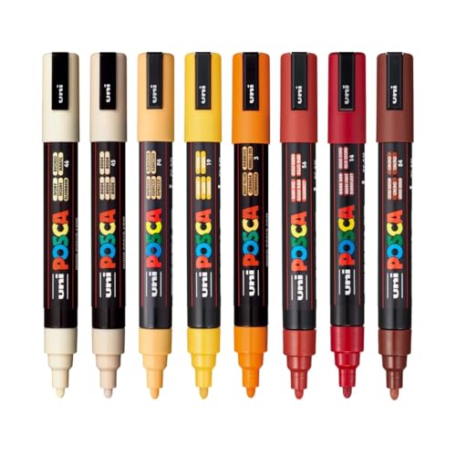 Image of Posca PC-5M Marker | 1.8-2.5 mm Bullet Shaped Tip (Warm Tone, Pack of 8)
