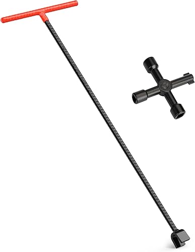 Eapele Llave del medidor de agua 28 pulgadas de acero reforzado con llave cruzada universal multifuncional de 4 vías