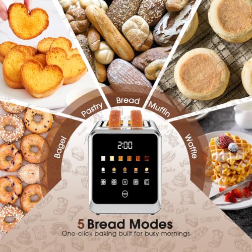 Toaster 2 Slice, Smart Touch Screen, 1.5-In Wide Slots, Digital Timer, 900W - Image 2