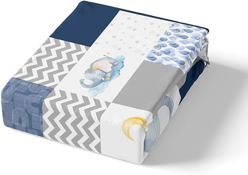 Miniatura 4 de Juego de funda de edredón de elefante lindo tamaño matrimonial, funda de edredón de acuarela con diseño de gotas de lluvia de animales de dibujos