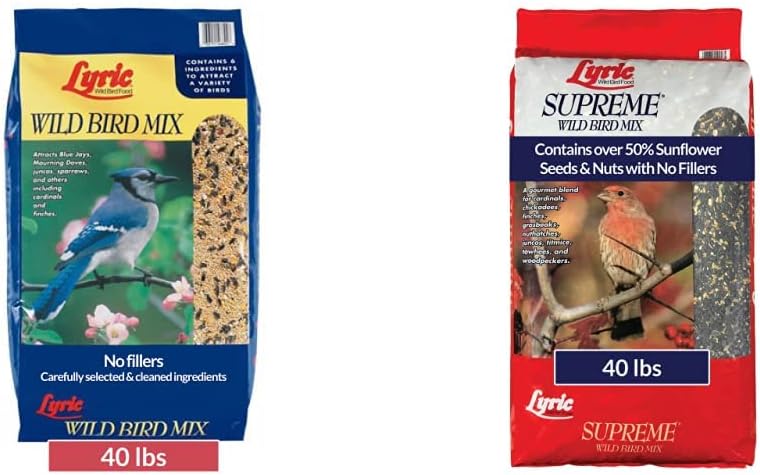 Lyric Wild Bird Mix and Lyric Supreme Wild Bird Seed Bundle (40 lbs Each)