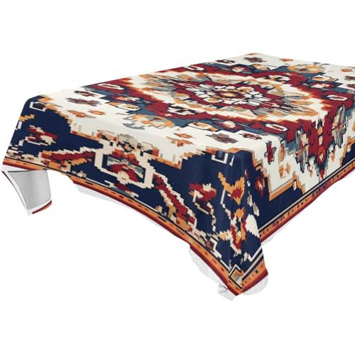 KJIZMO Arabian Ornamental Rectangle Tablecloth 54" x 54", Square Table Cloth for Dinning Table, Buffet, Holiday Parties, Wedding Garden Spring BBQ