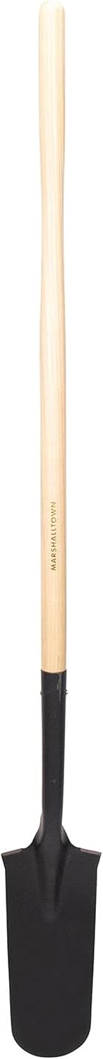 Marshalltown Drain Spade Shovels, Wood Handle, Durable 14-Gauge Tempered Steel, Round Point Blades, with or Without Steel Braced D-Grip, RBDSW