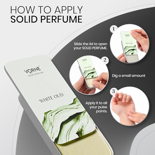 Image of VORNE solid perfume 12g & Eau De Parfum for men 20ml | White oud & Caravan | Gift Set for Men | Strong Long-Lasting, alcohol free solid perfume, Woody fragrance | Pack of 2 |Travel & Pocket friendly | Valentines day gift