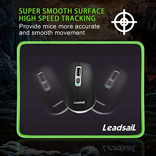 Leadsail Mouse Pad With Stitched Edge, Premium-Textured Mouse Mat, Non-Slip Rubber Base, Waterproof Mousepad, For Laptop, Computer & Pc, 10.6×8.3×0.15 Inches (Green) #TOP1