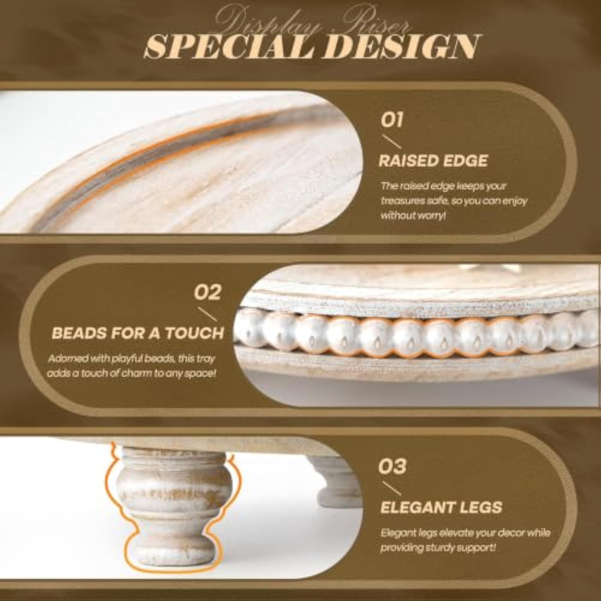 Beaded Round Display Riser for Bathroom Sink Decor