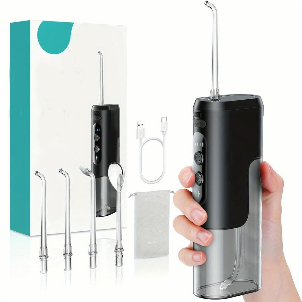 Irrigador bucal inalámbrico Agua, Mini Palillos de Hilo Dental con boquillas de Chorro, Tanque extraíble para Limpieza Dental.