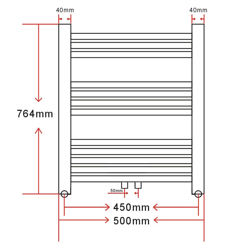 Genérico Radiador toallero de baño con rieles curvados 500 x 764 mm,Casa y jardín,Electrodomésticos,Control del Clima,Radiadores-140849