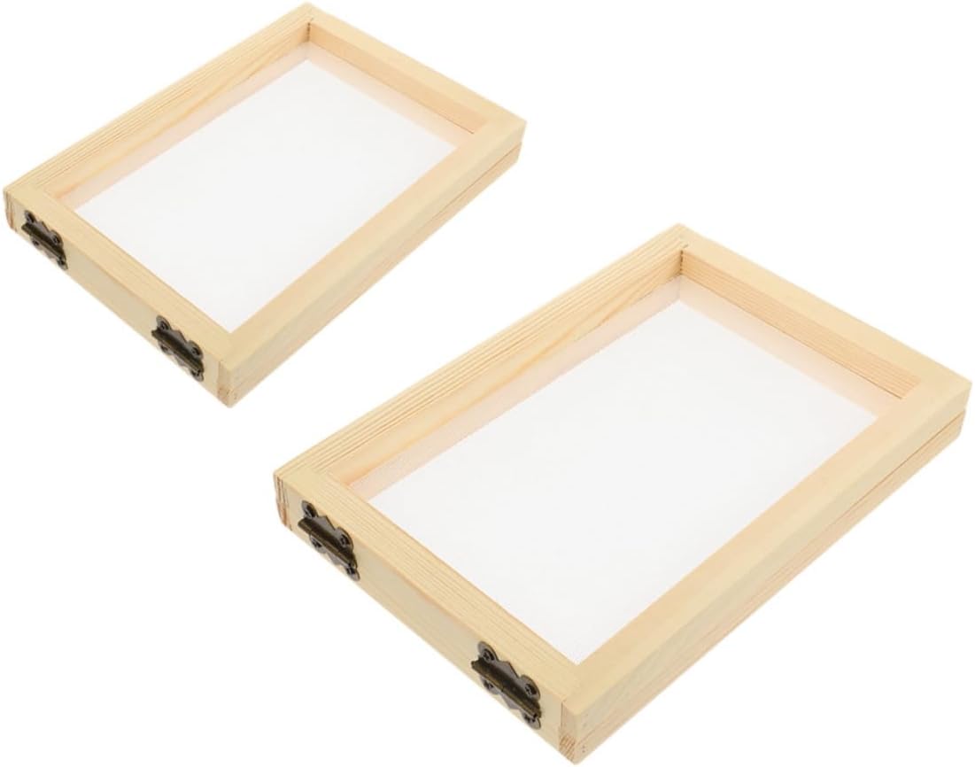 SEWACC 2Pcs Paper Making Frame with Mesh Screen DIY Handmade Paper Molds for Craft Projects Compact for Easy Operation and Storage for Pulp Painting and Fun DIY Activities