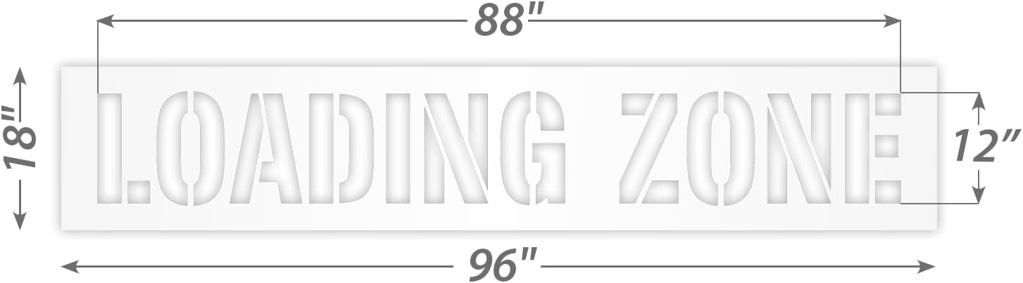 SmartSign 18 x 96 inches Loading Zone Reusable Stencil with 12" Letter Height, 63 Mil Plastic, Easy to Wash, for Warehouses, Distribution Centers, Industries, Drop-off and Pick-up Points, USA Made