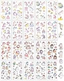 FUGLUS Tatouage Temporaire Enfant,20 Feuilles Etanche Tatouage Ephémère Licorne Kit Tatoo pour Garçons Filles,Tatouages Dessins Animés Enfant,Cadeaux pour Halloween Noël Anniversaires