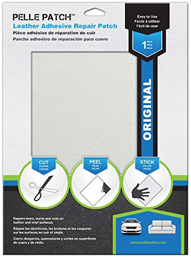 Pelle Patch - Leather & Vinyl Adhesive Repair Patch - 25 Colors Available - Original 11x16 - White