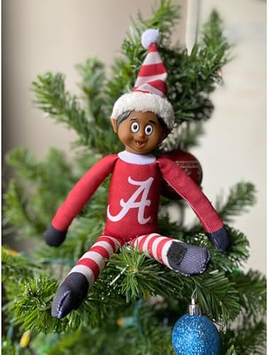 Miniatura 2 de FOCO Ebony NCAA Alabama Crimson Tide Bench Buddy Shelf Elf - Edición limitada NCAA Team Christmas Elf - Juguete de peluche compañero de viaje, hogar