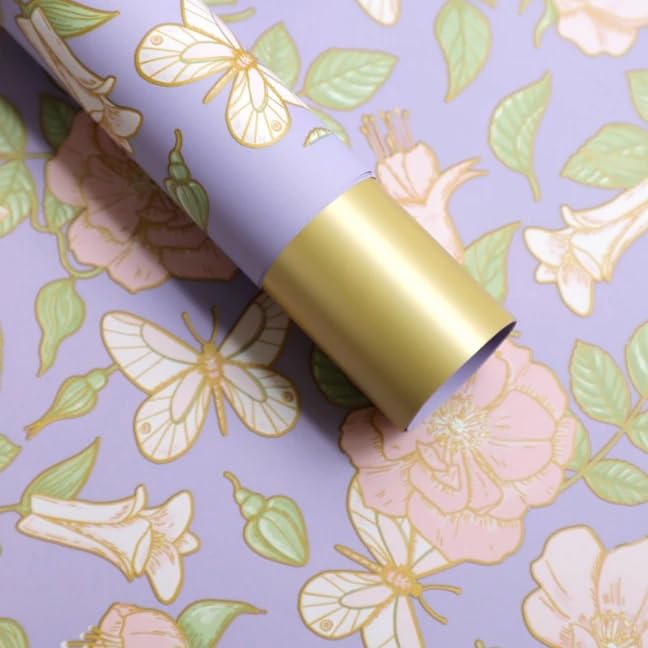 Image of Oasis 20 Sheets Korean Style Waterproof Premium Bouquet Wrapping Sheets (58 x 58 cm) | Gold & Lilac Dual Finish Flower Wrap Sheets for Bouquets, Gift Wrapping, Floral Arrangements & More