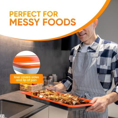 Fitted full coverage silicone pan liner - turn any quarter sheet pan a nonstick baking sheet (2 pack) - Thumbnail 5