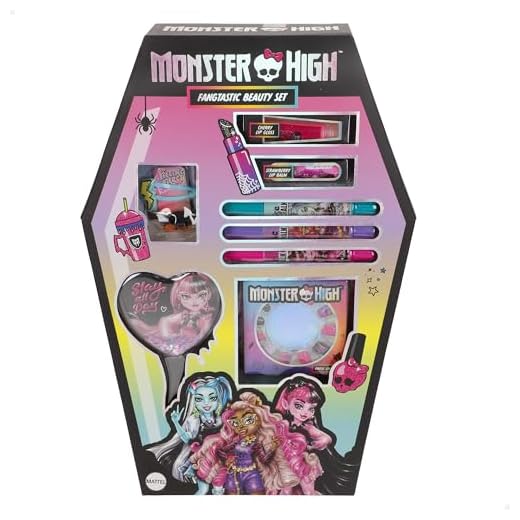 ColorBaby Monster High Beauty-Set, Bürste, Tattoos, künstliche Nägel, Pinzette und Haargummi, farbige Haarkreide, Selbstklebende Ohrringe, Glanz und Lippenbalsam, Kinder-Make-up, ab 3 Jahren