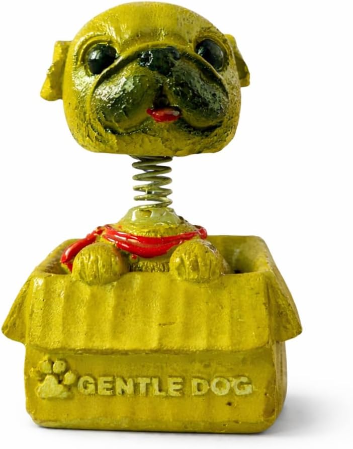 Dog Bobblehead Figurine with Spring Neck | Cute Polyresin Dashboard Showpiece for Car, Office Desk & Home Décor