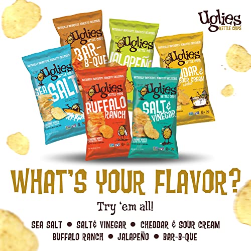 Uglies 12 Pack Kettle Cooked Sea Salt Potato Chips - Gluten Free, Kosher, Non-Gmo Office And Kids Snack - Individual Lunch Snack Packs - 2 Oz Bags #TOP4