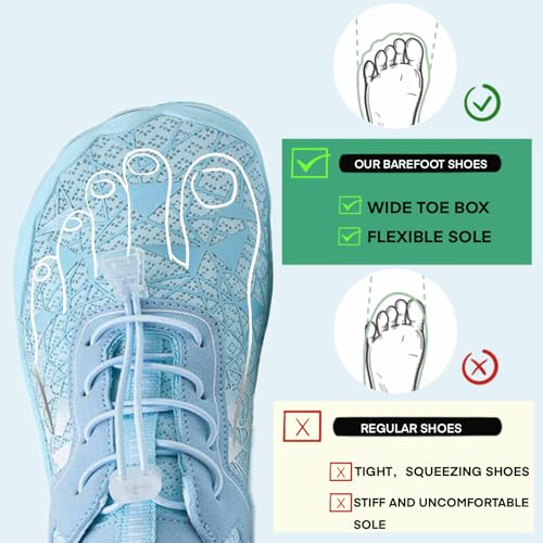 Image of Hike Barefoot Shoes for Women Men with Wide Toe Box, Healthy & Non-Slip Breathable Barefoot Water Shoes Beach Pool Aqua Swim Surf Hiking Walking Shoes