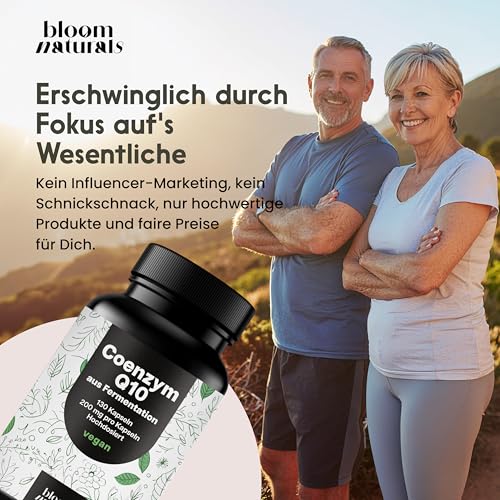 Coenzym Q10 Kapseln hochdosiert - 130 Kapseln - 200mg pro Kapsel, vegan, aus Fermentation- Coq10 - produziert in Deutschland - Verpackung kann variieren