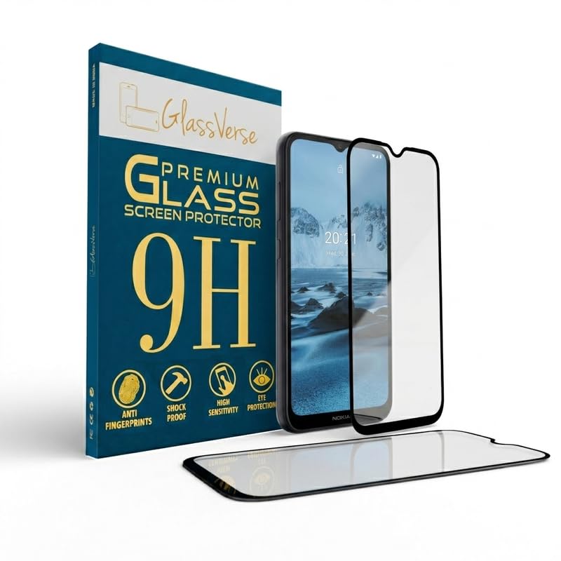 Image of GlassVerse SuperD Oleophobic Tempered Glass For Nokia C20 (PACK OF 1) with Free Installation Kit Full screen Coverage - 6.5 inch