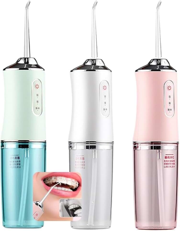 Irrigador Oral Elétrico Portátil 220ML - Limpeza Profunda de Dentes e Gengivas com 3 Modos e 4 Bicos | Ideal para Próteses e Implantes | Jato d’Água Supersônico Sem Fio