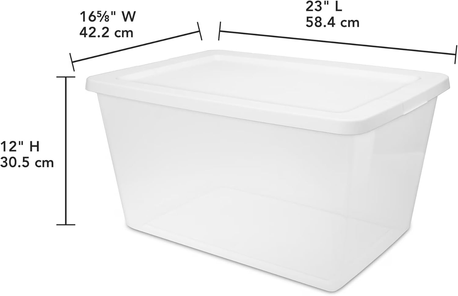 8-Pack 58 Quart Clear Plastic Storage Bins with White Locking Latch Lids, Stackable Organizer Containers for Home, Closet, Bedroom and Garage Storage