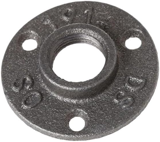 Flange Flange 3/4" Malleable Threaded Floor Iron Pipe Fittings Wall Mount Black Dropship