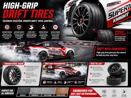 Image of Remote Control Sports Car & Off-Road SUV Toy for Kids, High Speed RC Racing with Wireless Remote, Realistic Lights & Premium Design Gift for Boys Girls (SUPERX Drift CAR)