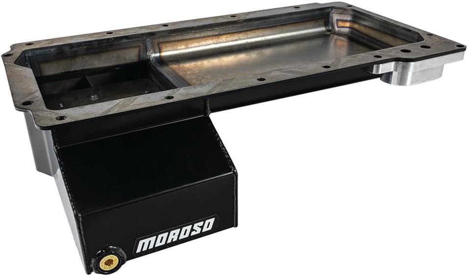 Moroso 20146 Front Sump Swap Oil Pan in Steel, Fits GM LS Engines, Use with Remote Oil Filter