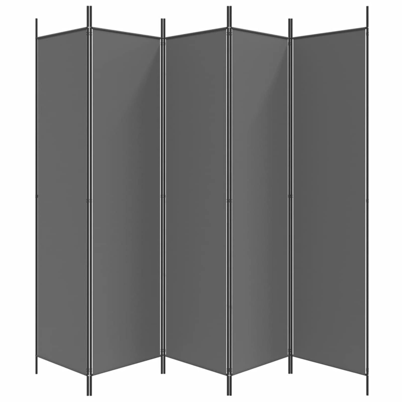 ZHOUMIN Divisorio a 5 Pannelli Antracite 250x200 cm Tessuto h,Pannelli Divisori per Interni,Divisorio per Ambienti,Paravento da Interno