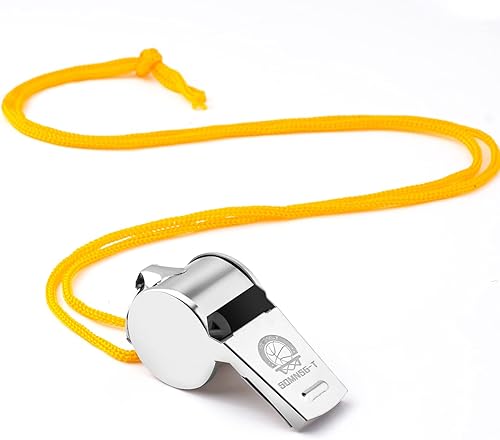Miniatura 3 de Paquete de 2 silbatos de entrenador deportivo de acero inoxidable con cordón, cordón de silbato para entrenadores de fútbol y deportes, árbitros,