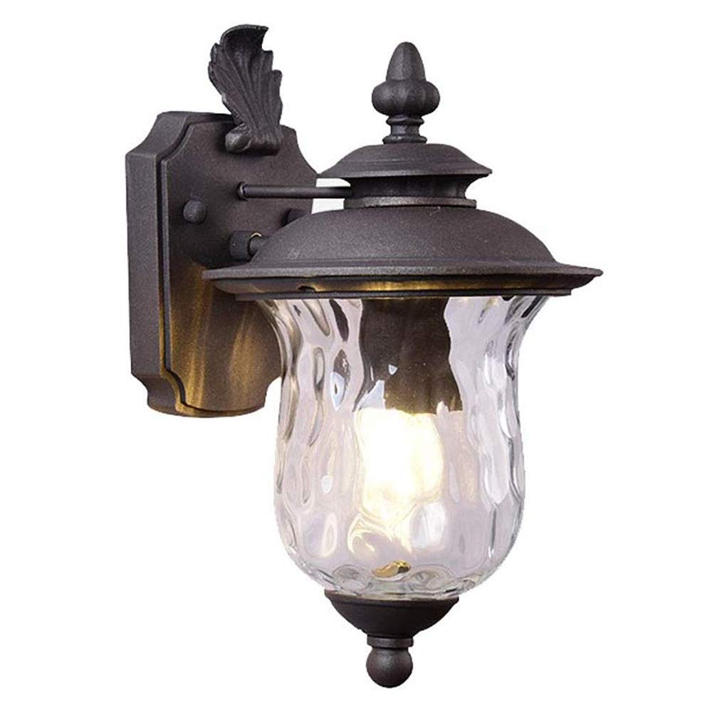 Applique murale extérieur noir mat avec lanterne en verre martelé transparent