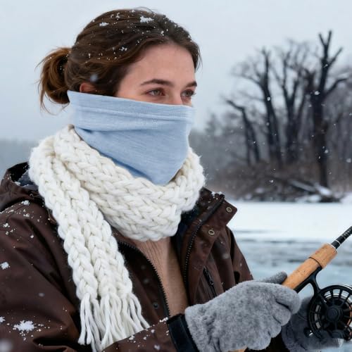 Image of ACUSHLA 100% Merino Wool Neck Gaiter Men Women Winter Ski Face Mask Scarf