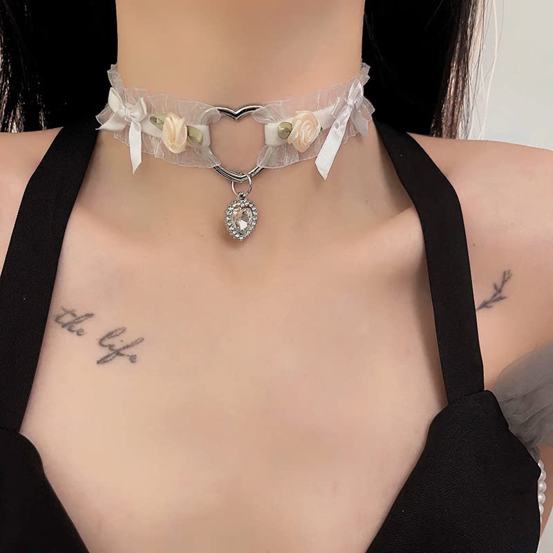 WHITE MOONLIGHT チョーカー Amazon.co.jp: ハート チョーカー レディース レース 黒 白 地雷系