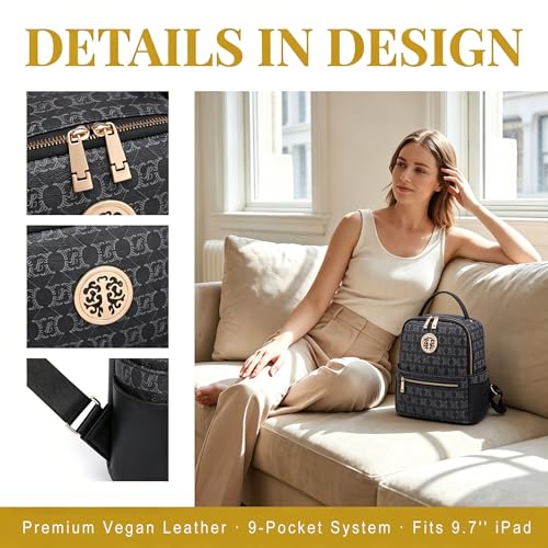 Image of JULIE FERRARO Small Backpack Purse for Ladies Women Fashion Multi Pockets Daypacks with Front Zip Pocket