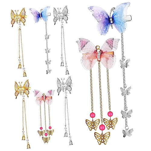 Accessoires coiffure métalliques de haute qualité : lot 8 barrettes mobiles 3D
